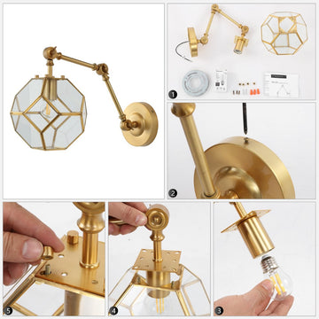 Honeycomb 7.5"  Modern Contemporary Arm-Adjustable Iron/Glass LED Sconce - JONATHAN Y